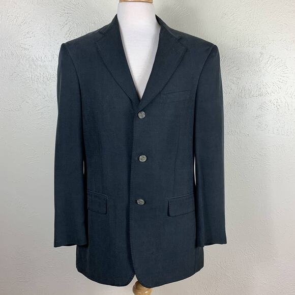 Ibiza Blazer Jacket Size 38R Silk Blend Tailored Gray Structured Heritage Summer - Picture 1 of 16